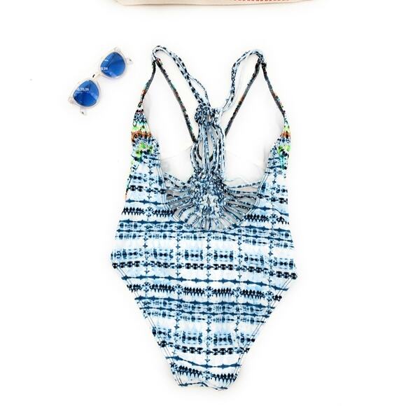 Bar III Tie-Dyed Racerback Boho Hippie One Piece Swimsuit NWOT Small - Picture 3 of 5